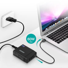 Заредете изображение във визуализатора на галерията – Choetech travel wall Charger 3x USB / 1X USB Type C 60W Power Delivery black (PD72-1C3U) - TopMag
