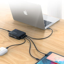 Заредете изображение във визуализатора на галерията – Choetech travel wall Charger 3x USB / 1X USB Type C 60W Power Delivery black (PD72-1C3U) - TopMag
