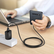 Заредете изображение във визуализатора на галерията – Choetech USB travel wall charger 18W Power Delivery black (Q5003-EU) - TopMag

