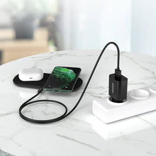 Заредете изображение във визуализатора на галерията – Choetech USB travel wall charger 18W Power Delivery black (Q5003-EU) - TopMag
