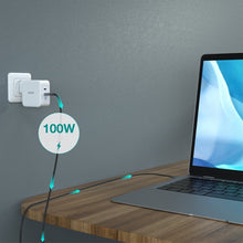 Заредете изображение във визуализатора на галерията – Choetech GaN fast charger 2x USB Type C Power Delivery 3.0 QuickCharge 3.0 AFC 100W EU white (PD6008-EU) - TopMag
