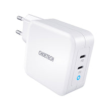 Заредете изображение във визуализатора на галерията – Choetech GaN fast charger 2x USB Type C Power Delivery 3.0 QuickCharge 3.0 AFC 100W EU white (PD6008-EU) - TopMag
