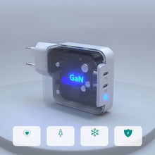 Заредете изображение във визуализатора на галерията – Choetech GaN fast charger 2x USB Type C Power Delivery 3.0 QuickCharge 3.0 AFC 100W EU white (PD6008-EU) - TopMag

