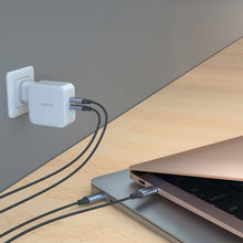 Заредете изображение във визуализатора на галерията – Choetech GaN fast charger 2x USB Type C Power Delivery 3.0 QuickCharge 3.0 AFC 100W EU white (PD6008-EU) - TopMag
