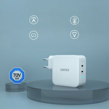 Заредете изображение във визуализатора на галерията – Choetech GaN fast charger 2x USB Type C Power Delivery 3.0 QuickCharge 3.0 AFC 100W EU white (PD6008-EU) - TopMag
