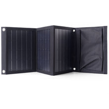 Заредете изображение във визуализатора на галерията – Choetech foldable travel solar solar charger 22W solar panel 2x USB 5V / 2.4A / 2.1A solar panel (82 x 24 cm) black (SC005) - TopMag
