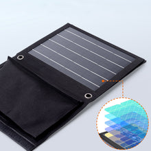 Заредете изображение във визуализатора на галерията – Choetech foldable travel solar solar charger 22W solar panel 2x USB 5V / 2.4A / 2.1A solar panel (82 x 24 cm) black (SC005) - TopMag
