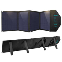 Заредете изображение във визуализатора на галерията – Choetech large foldable solar charger 80W solar photovoltaic USB Type C (Power Delivery) / 2x USB (Quick Charge / 2,4A) (158 x 41 cm) black (SC007) - TopMag
