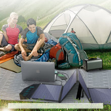 Заредете изображение във визуализатора на галерията – Choetech large foldable solar charger 80W solar photovoltaic USB Type C (Power Delivery) / 2x USB (Quick Charge / 2,4A) (158 x 41 cm) black (SC007) - TopMag
