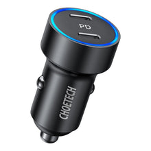 Заредете изображение във визуализатора на галерията – Choetech car charger 2x USB Type C Power Delivery 3.0 QuickCharge 3.0 AFC 36W 2.4A black (C0054) - TopMag
