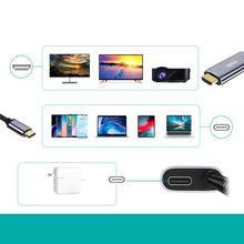 Заредете изображение във визуализатора на галерията – Choetech unidirectional adapter USB type C (male) to HDMI 4K 60Hz (male) + power supply Power Delivery 60W 1,8m gray (XCH-M180-GY) - TopMag
