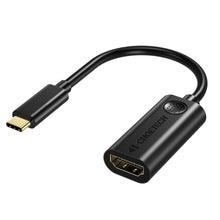 Заредете изображение във визуализатора на галерията – Choetech unidirectional cable adapter USB Type C Thunderbolt 3 (Male) to HDMI 2.0 4K@60Hz (female) black (HUB-H04BK) - TopMag
