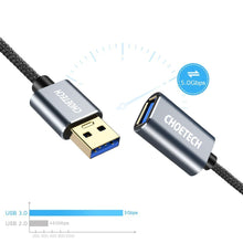 Заредете изображение във визуализатора на галерията – Choetech USB 3.0 (male) - USB 3.0 (female) cable extension 2 m gray (XAA001) - TopMag
