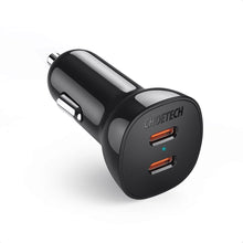 Заредете изображение във визуализатора на галерията – Choetech car charger 2x USB Type C Quick Charge Power Delivery 40W FCP AFC black (TC0008) - TopMag
