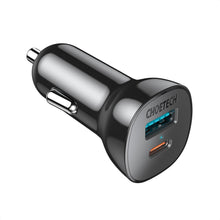 Заредете изображение във визуализатора на галерията – Choetech fast car charger USB Type C PD / USB QC3.0 3A 36W black (TC0005) - TopMag
