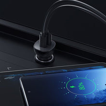 Заредете изображение във визуализатора на галерията – Choetech fast car charger USB Type C PD / USB QC3.0 3A 36W black (TC0005) - TopMag
