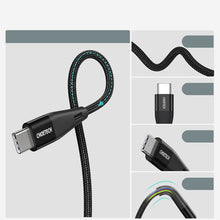 Заредете изображение във визуализатора на галерията – Choetech USB Type C - USB Type C cable Power Delivery 60W 2m black (XCC-1004-BK) - TopMag
