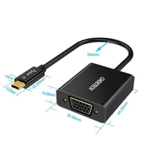 Заредете изображение във визуализатора на галерията – Choetech One-way cable Adapter USB Type C (Male) to VGA (Female) black (HUB-V01) - TopMag
