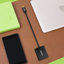 Заредете изображение във визуализатора на галерията – Choetech One-way cable Adapter USB Type C (Male) to VGA (Female) black (HUB-V01) - TopMag
