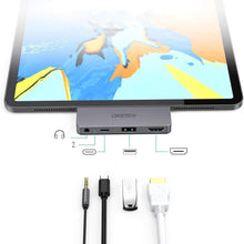 Заредете изображение във визуализатора на галерията – Choetech multifunctional USB HUB for Apple iPad Pro Typ C 4in1 60W PD black (HUB-M13) - TopMag
