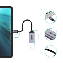 Заредете изображение във визуализатора на галерията – Choetech One-way Cable Adapter from USB Type C (Male) to DisplayPort (Female) 4K 60Hz 20cm gris (HUB-H11) - TopMag
