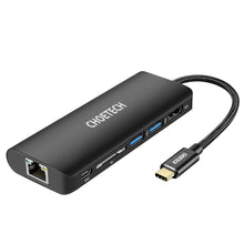 Заредете изображение във визуализатора на галерията – Choetech docking station adapter hub USB Typ C 6in1 100W PD black (HUB-M05) - TopMag
