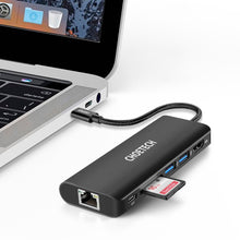 Заредете изображение във визуализатора на галерията – Choetech docking station adapter hub USB Typ C 6in1 100W PD black (HUB-M05) - TopMag
