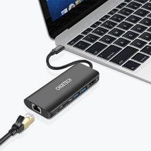 Заредете изображение във визуализатора на галерията – Choetech docking station adapter hub USB Typ C 6in1 100W PD black (HUB-M05) - TopMag
