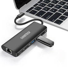 Заредете изображение във визуализатора на галерията – Choetech docking station adapter hub USB Typ C 6in1 100W PD black (HUB-M05) - TopMag
