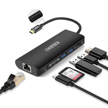 Заредете изображение във визуализатора на галерията – Choetech docking station adapter hub USB Typ C 6in1 100W PD black (HUB-M05) - TopMag
