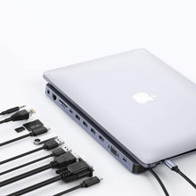 Заредете изображение във визуализатора на галерията – Choetech docking station multifunctional adapter HUB USB Typ C 11in1 100W PD gray (HUB-M20) - TopMag
