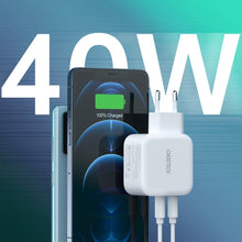 Заредете изображение във визуализатора на галерията – Choetech Fast Wall Charger 2x USB Type C Power Delivery 40W 3A white (PD6009-EU) - TopMag
