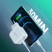 Заредете изображение във визуализатора на галерията – Choetech Fast Wall Charger 2x USB Type C Power Delivery 40W 3A white (PD6009-EU) - TopMag
