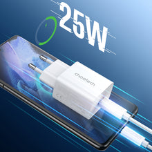 Заредете изображение във визуализатора на галерията – Choetech fast wall charger USB Type C 25W EU white (PD6003-EU) - TopMag
