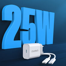 Заредете изображение във визуализатора на галерията – Choetech fast wall charger USB Type C 25W EU white (PD6003-EU) - TopMag
