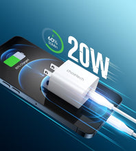 Заредете изображение във визуализатора на галерията – Choetech AC Adapter EU Fast Charging Adapter USB Type C Power Delivery 20W 3A white (PD5005-EU) - TopMag
