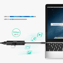 Заредете изображение във визуализатора на галерията – Choetech multifunctional HUB 4in1 USB Type C 3x USB 3.0 / Ethernet RJ-45 gray (HUB-U02BK) - TopMag
