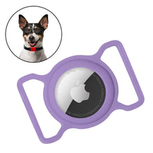 Заредете изображение във визуализатора на галерията – Silicone flexible cover pet dog cat collar loop case for Apple AirTag purple - TopMag
