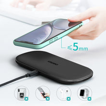 Заредете изображение във визуализатора на галерията – Choetech 2in1 Qi Wireless Charger for Airpods 2 Phone / Earphone with 5 Charging Coils Black (T535-S (H)) - TopMag
