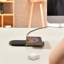 Заредете изображение във визуализатора на галерията – Choetech 2in1 Qi Wireless Charger for Airpods 2 Phone / Earphone with 5 Charging Coils Black (T535-S (H)) - TopMag
