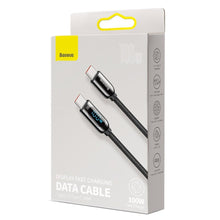 Заредете изображение във визуализатора на галерията – Baseus USB Type C cable - USB Type C 100W (20V / 5A) Power Delivery with display screen power meter 2m black (CATSK-C01) - TopMag
