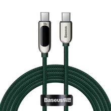 Заредете изображение във визуализатора на галерията – Baseus USB Type C - USB Type C cable 100W (20V / 5A) Power Delivery with display screen power meter 2m green (CATSK-C06) - TopMag
