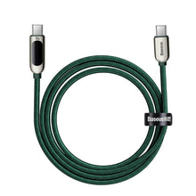 Заредете изображение във визуализатора на галерията – Baseus USB Type C - USB Type C cable 100W (20V / 5A) Power Delivery with display screen power meter 2m green (CATSK-C06) - TopMag
