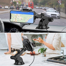 Заредете изображение във визуализатора на галерията – Choetech Qi wireless charger 10W car holder with adjustable arm for dashboard + USB cable - USB Type C 1m black (T521-S) - TopMag
