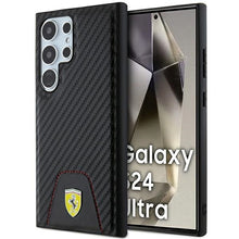 Заредете изображение във визуализатора на галерията – Original FERRARI hardcase Carbon Stitched Bottom FEHCS24LN3PUK for Samsung Galaxy  S24 Ultra Black
