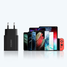 Заредете изображение във визуализатора на галерията – Choetech quick charger Quick Charge 3.0 18W 3A + USB cable - USB Type C 1m black (Q5003) - TopMag
