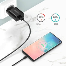 Заредете изображение във визуализатора на галерията – Choetech quick charger Quick Charge 3.0 18W 3A + USB cable - USB Type C 1m black (Q5003) - TopMag
