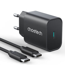 Заредете изображение във визуализатора на галерията – Choetech fast PPS Power Delivery 25W 3A wall charger + USB Type C cable 2m black (PD6003) - TopMag
