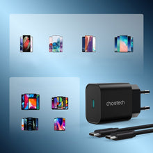 Заредете изображение във визуализатора на галерията – Choetech fast PPS Power Delivery 25W 3A wall charger + USB Type C cable 2m black (PD6003) - TopMag
