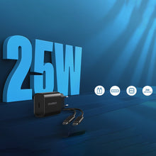 Заредете изображение във визуализатора на галерията – Choetech fast PPS Power Delivery 25W 3A wall charger + USB Type C cable 2m black (PD6003) - TopMag
